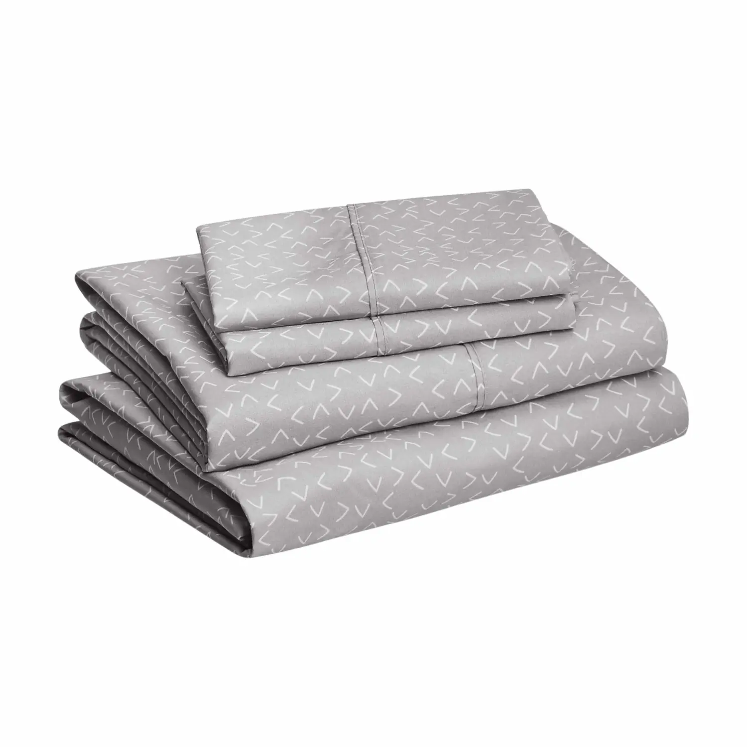 Amazon Basics Soft, Breathable Queen Size Bed Sheets, Deluxe Microfiber 4-Piece, Gray Arrows