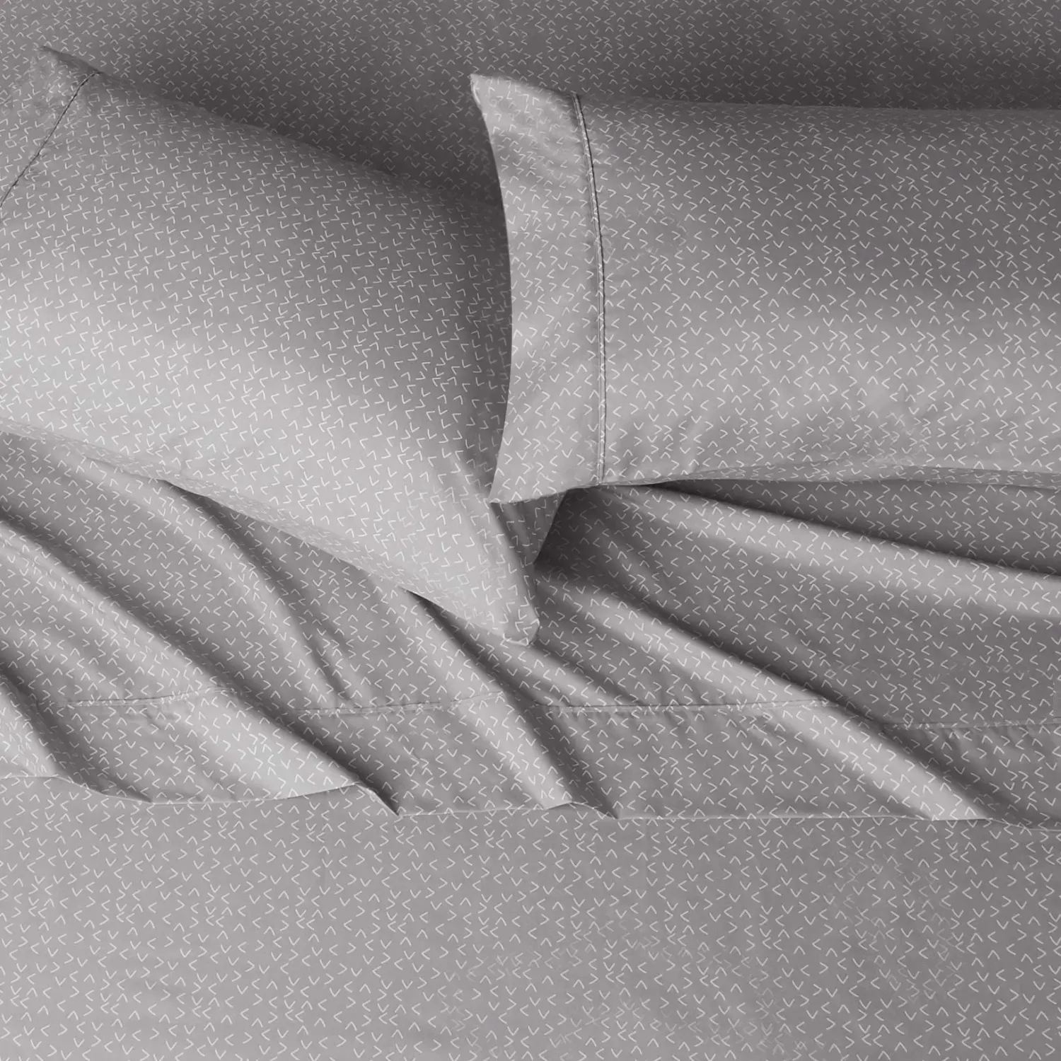 Amazon Basics Soft, Breathable Queen Size Bed Sheets, Deluxe Microfiber 4-Piece, Gray Arrows