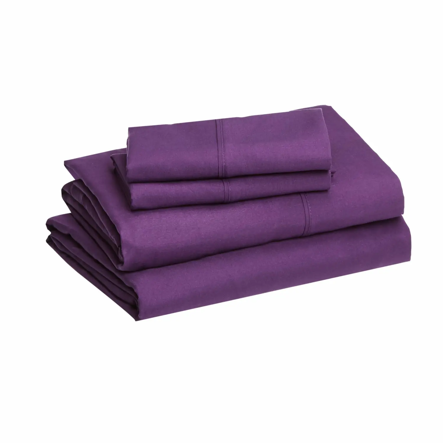 Amazon Basics Lightweight Super Soft, Comfortable Easy Care Microfiber 4 Piece Bed Sheet Set with 14-Inch Deep Pockets, Queen, Plum, Solid