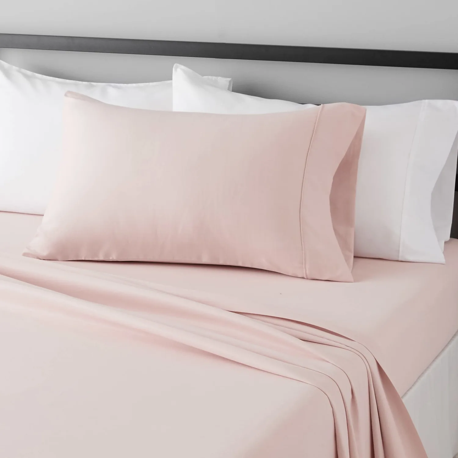 Amazon Basics Microfiber 3-Piece Bed Sheet Set, Lightweight, Soft, Easy Care, with 14-Inch Deep Pockets, Twin, Blush Pink, Solid