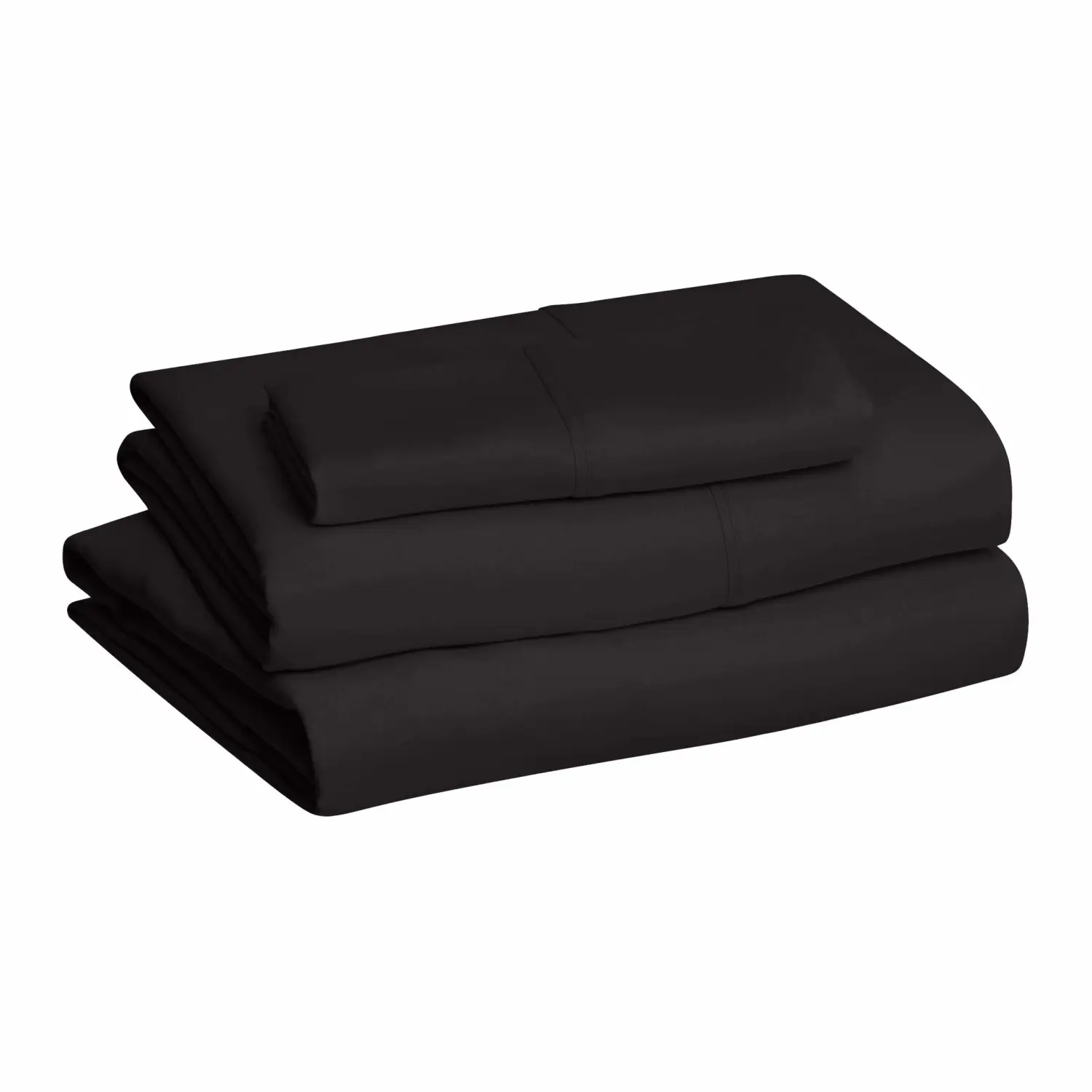 Amazon Basics Lightweight Super Soft Breathable Microfiber 3-Piece Bedding Bed Sheets Set with 14-Inch Deep Pockets, Wrinkle Resistant, Easy Care, Twin, Black, Solid