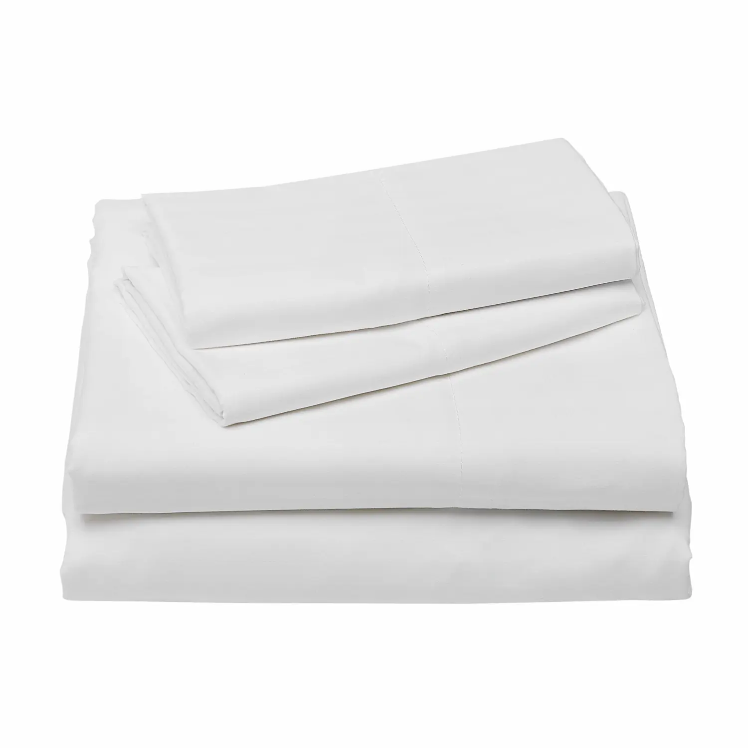 Amazon Basics Soft, Comfortable Queen Size Bed Sheets, Deluxe Microfiber, 4-Piece, Bright White Striped