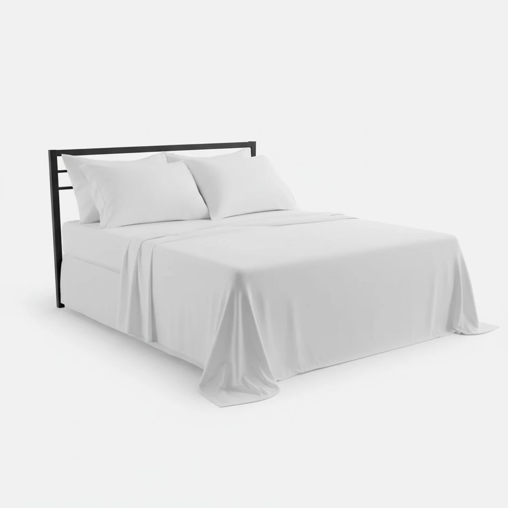 Amazon Basics Soft, Comfortable Queen Size Bed Sheets, Deluxe Microfiber, 4-Piece, Bright White Striped