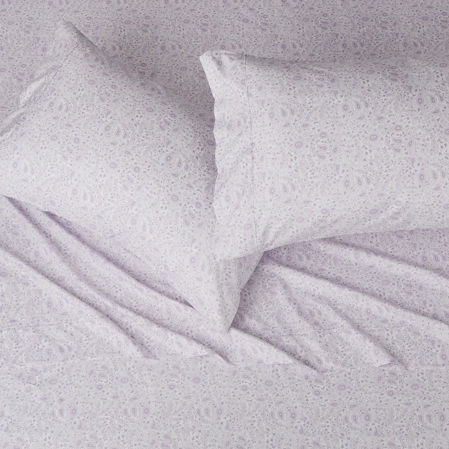 Amazon Basics Bed Sheets Queen Size, Deluxe Microfiber 4-Piece, Lavender Paisley