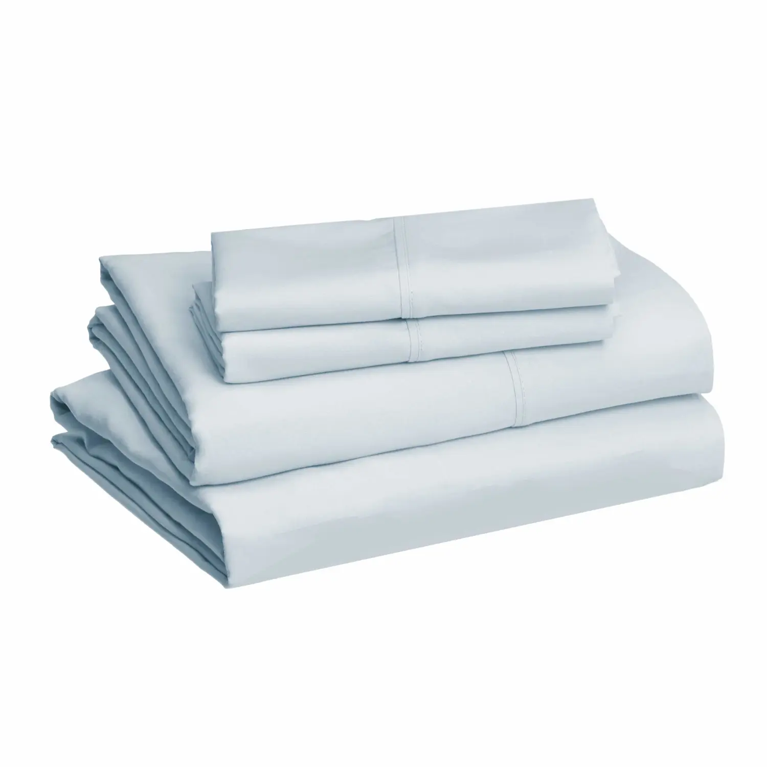 Amazon Basics Luxury, Wrinkle-Free Breathable Microfiber 4-Piece Bed Sheet Set with 14-Inch Deep Pockets, Queen, Light Blue, Solid