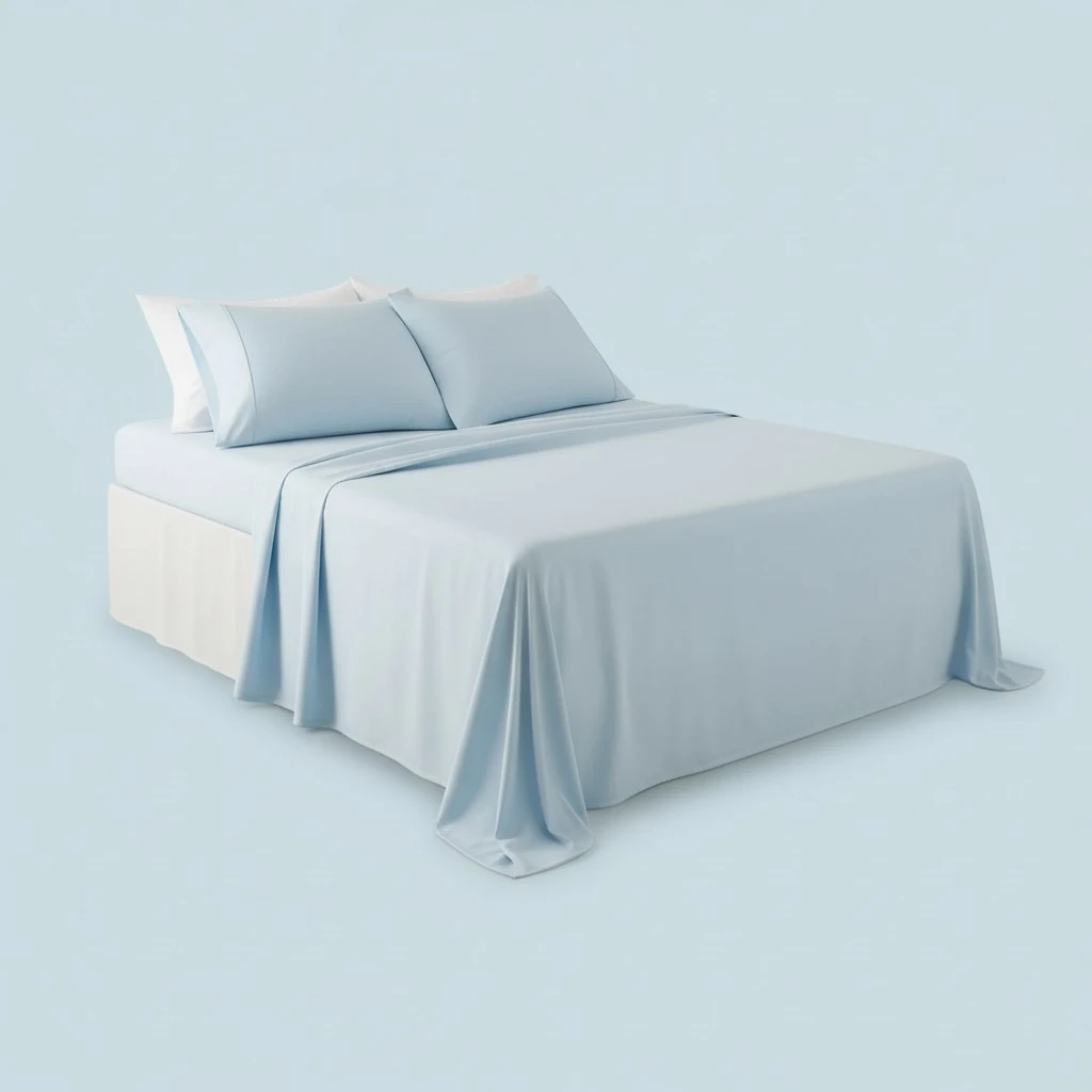Amazon Basics Luxury, Wrinkle-Free Breathable Microfiber 4-Piece Bed Sheet Set with 14-Inch Deep Pockets, Queen, Light Blue, Solid