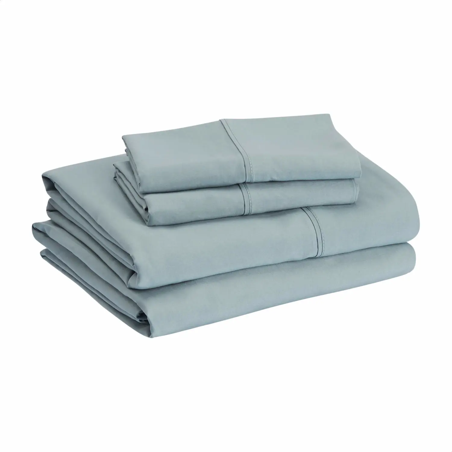 Amazon Basics Lightweight Super Soft, Wrinkle-Free Easy Care Microfiber 4 Piece Bed Sheet Set with 14-Inch Deep Pockets, Queen, Spa Blue, Solid