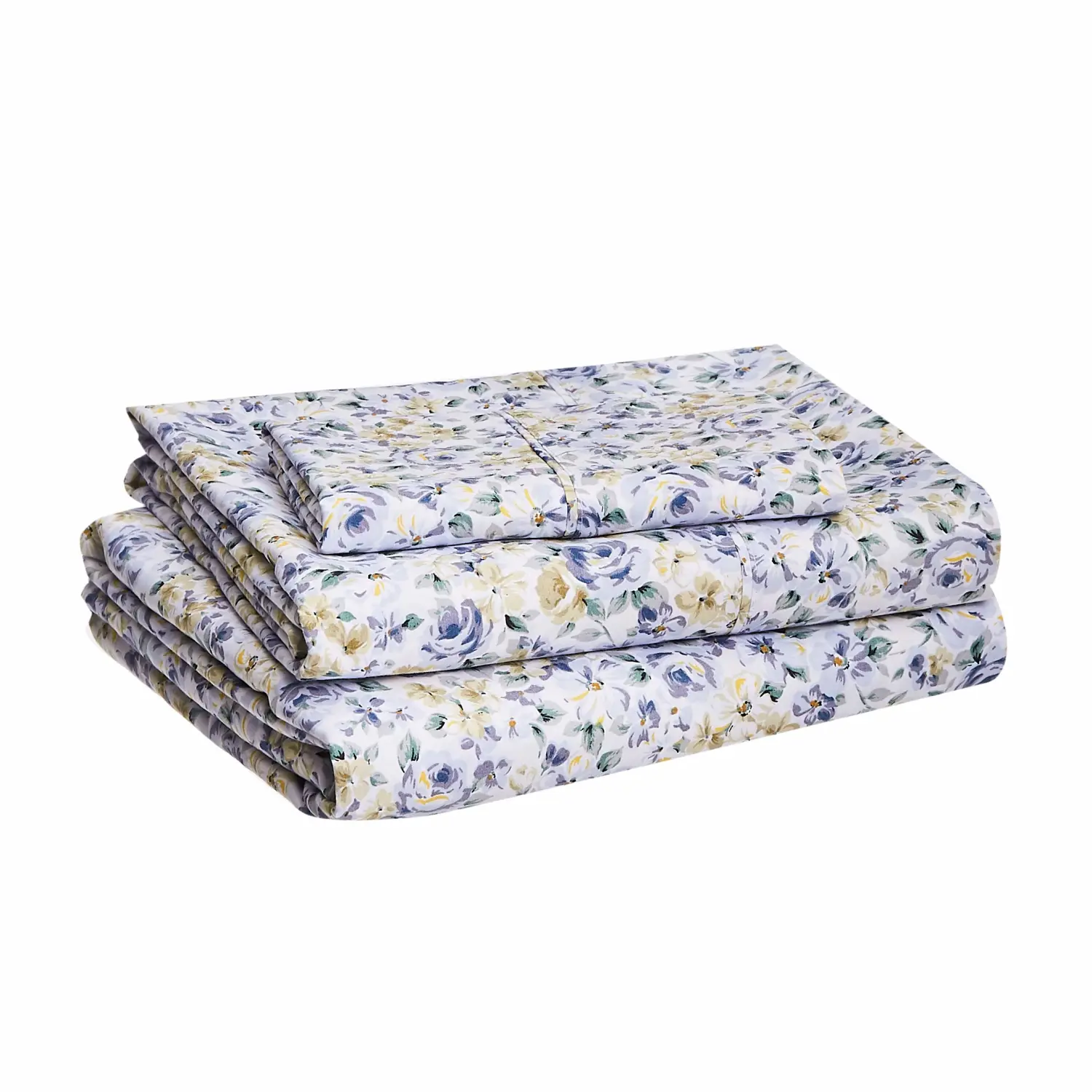 Amazon Basics Lightweight Super Soft Easy Care Microfiber 3-Piece Bed Sheet Set with 14-Inch Deep Pockets, Twin, Blue Floral, Kids Bedding