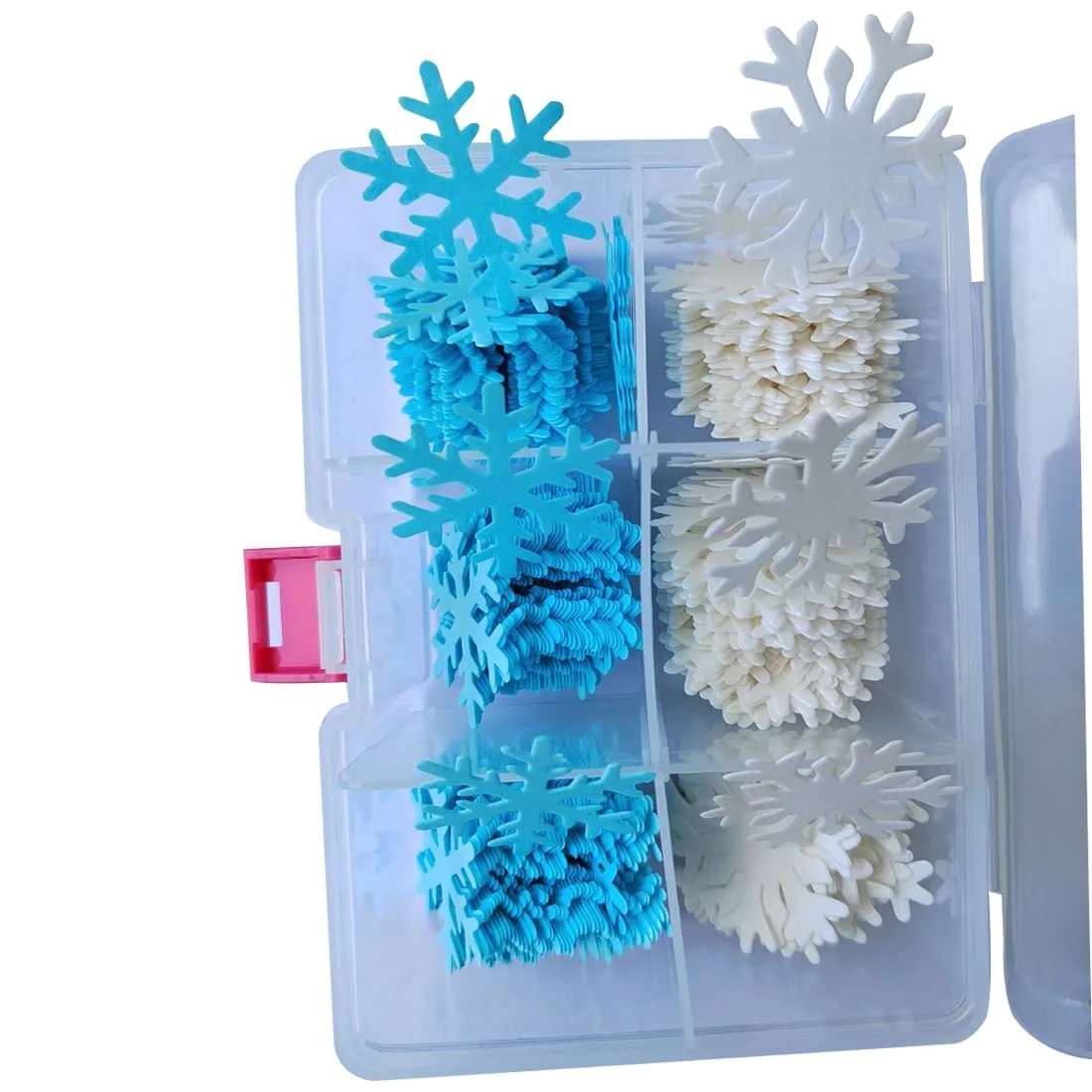 50Pcs Edible Cake Cupcake Toppers Snowflakes Christmas Winter Party Decoration White and Blue
