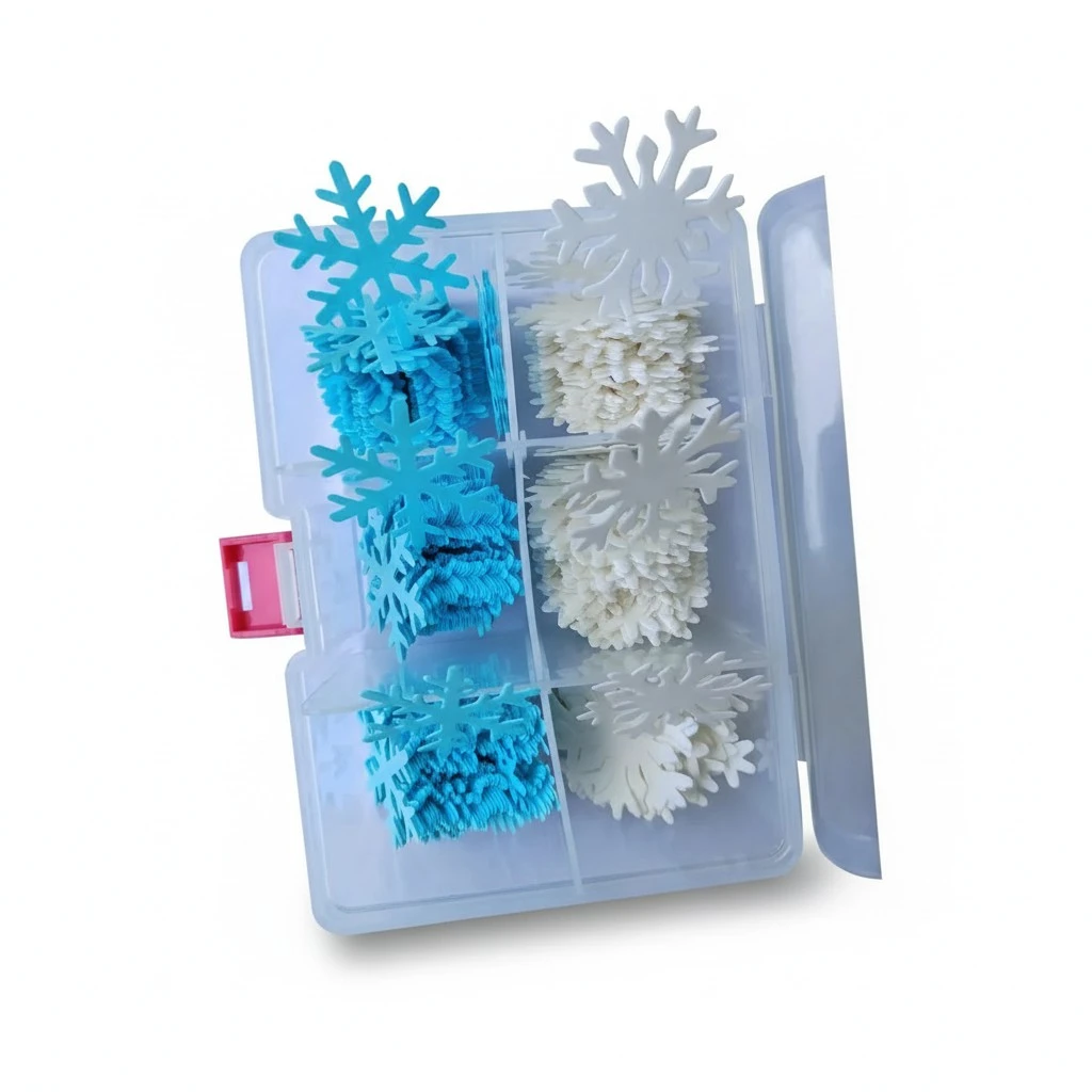 50Pcs Edible Cake Cupcake Toppers Snowflakes Christmas Winter Party Decoration White and Blue