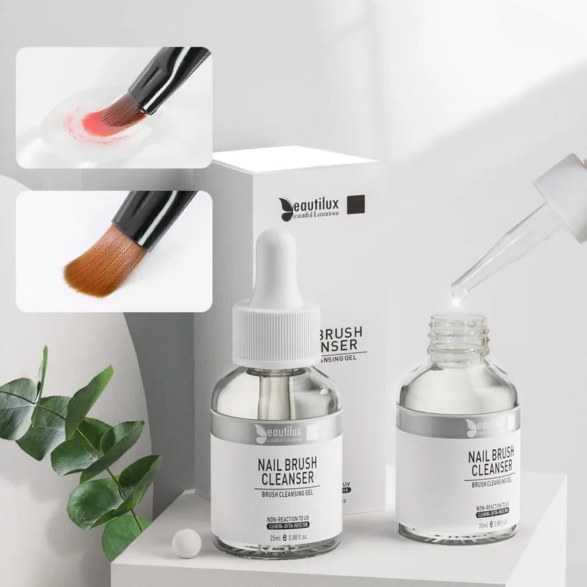 beautilux Nail Brush Cleaner Gel, 25ml Acrylic Brush Cleaner for Quickly Clean Gel Repair Brushes to Keep Soft, Nails Art Tools (XB-000)