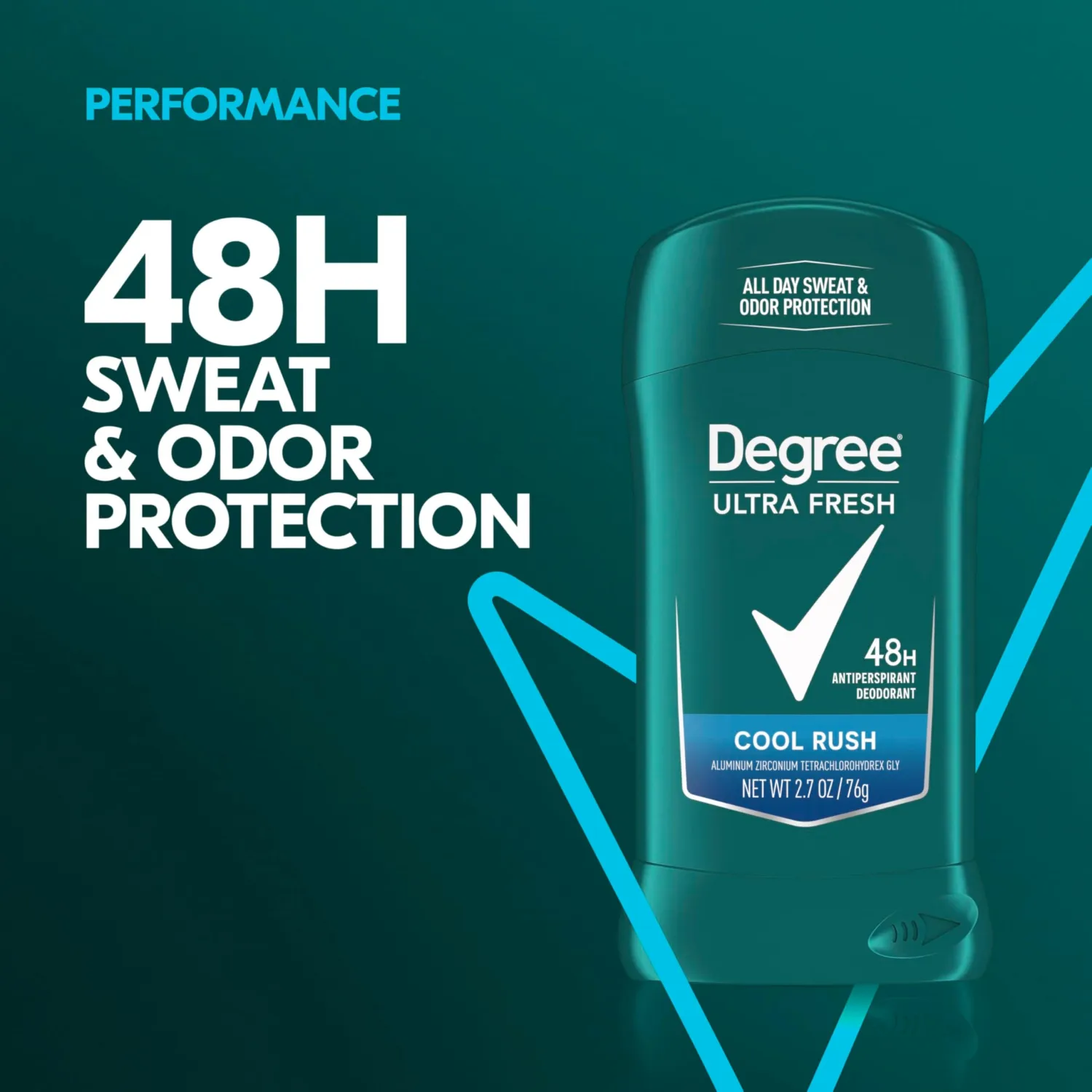 Degree Men Ultra Fresh Antiperspirant Deodorant Stick Cool Rush Pack of 4 for 48H Sweat and Odor Protection for Men, 2.7 oz