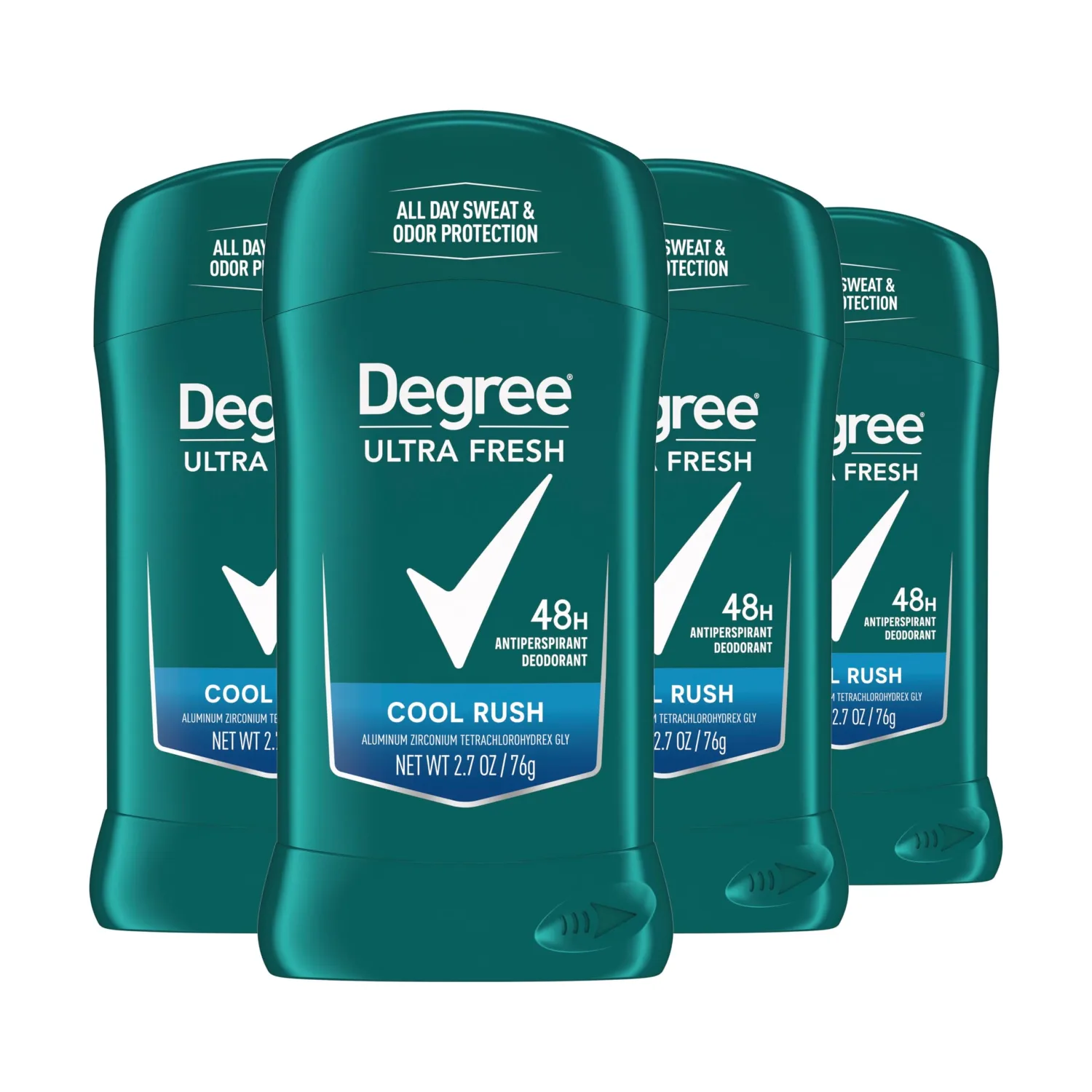 Degree Men Ultra Fresh Antiperspirant Deodorant Stick Cool Rush Pack of 4 for 48H Sweat and Odor Protection for Men, 2.7 oz