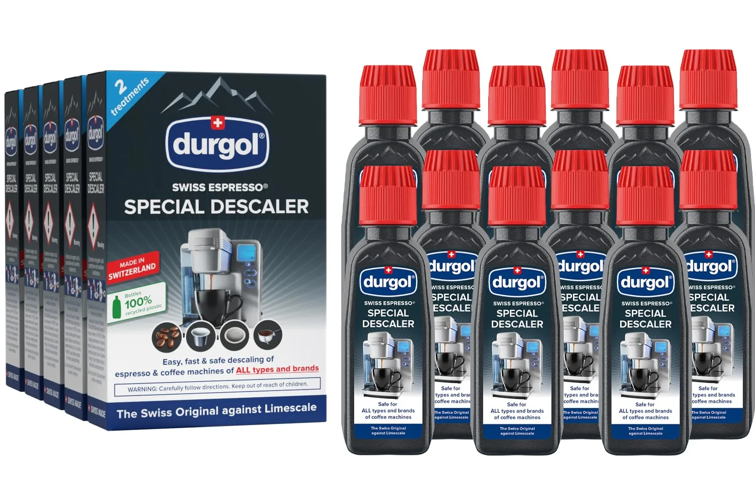 Durgol Swiss Espresso, Descaler and Decalcifier for All Brands of Espresso Machines and CoffeeMakers, 4.2 Fluid Ounces (Pack of 10)