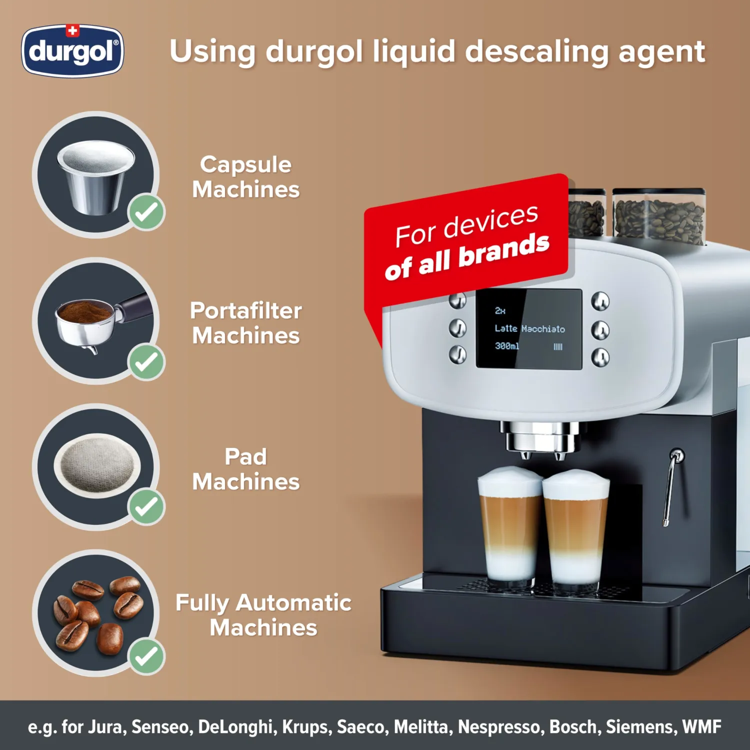 Durgol Swiss Espresso, Descaler and Decalcifier for All Brands of Espresso Machines and CoffeeMakers, 4.2 Fluid Ounces (Pack of 10)