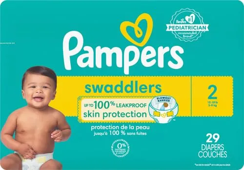 Pampers Swaddlers Diapers - Size 2, 29 Count, Ultra Soft Disposable Baby Diapers (Pack of 2)