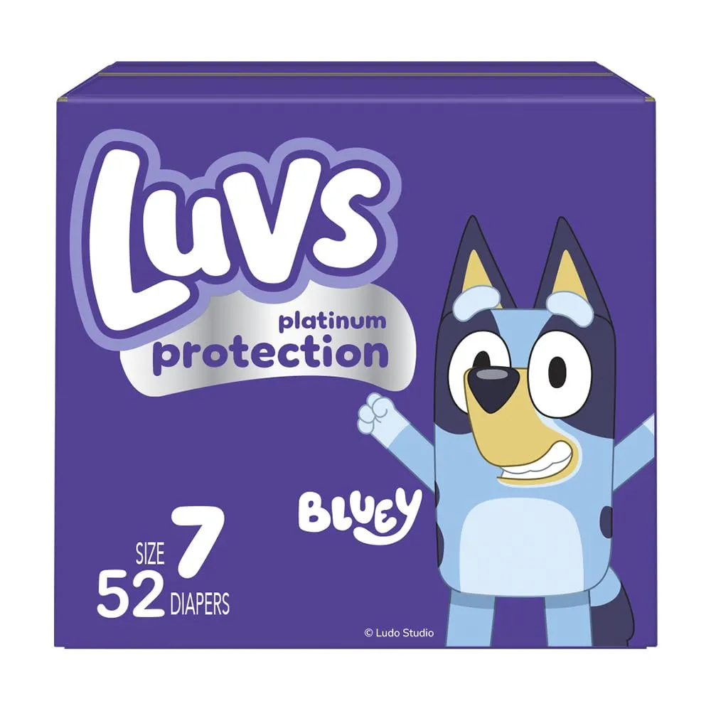 Luvs Diapers - Size 7, 52 Count, Bluey Platinum Protection Baby Diaper