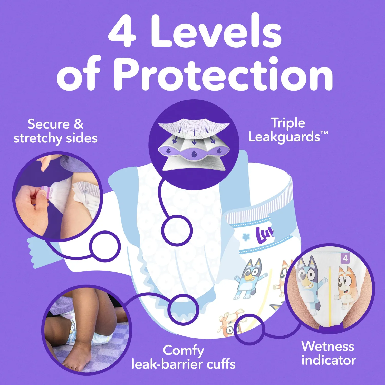 Luvs Diapers - Size 7, 52 Count, Bluey Platinum Protection Baby Diaper