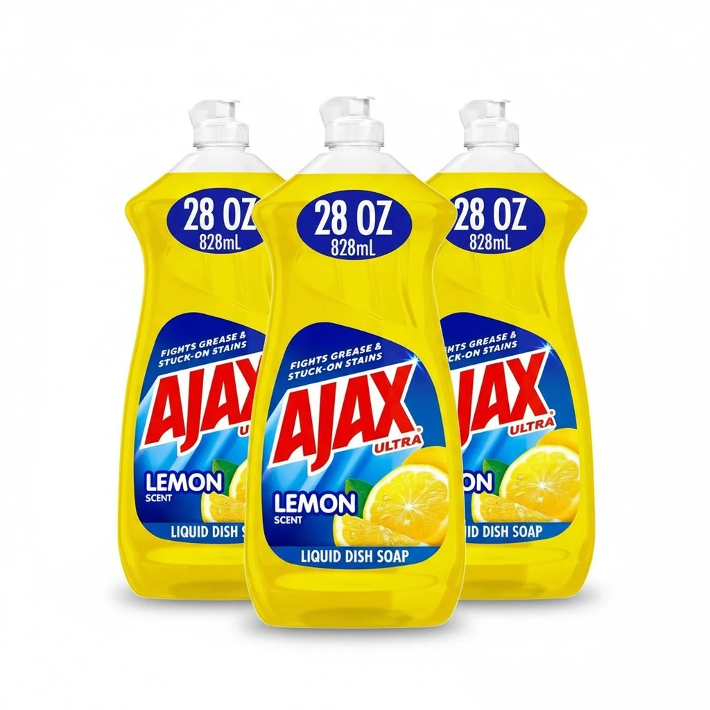 Ajax Dishwashing Liquid Dish Soap, 28 Ounce (Pack of 3, 84 Ounces Total), Lemon Scent Super Degreaser and Cleaner, All Purpose Cleanser