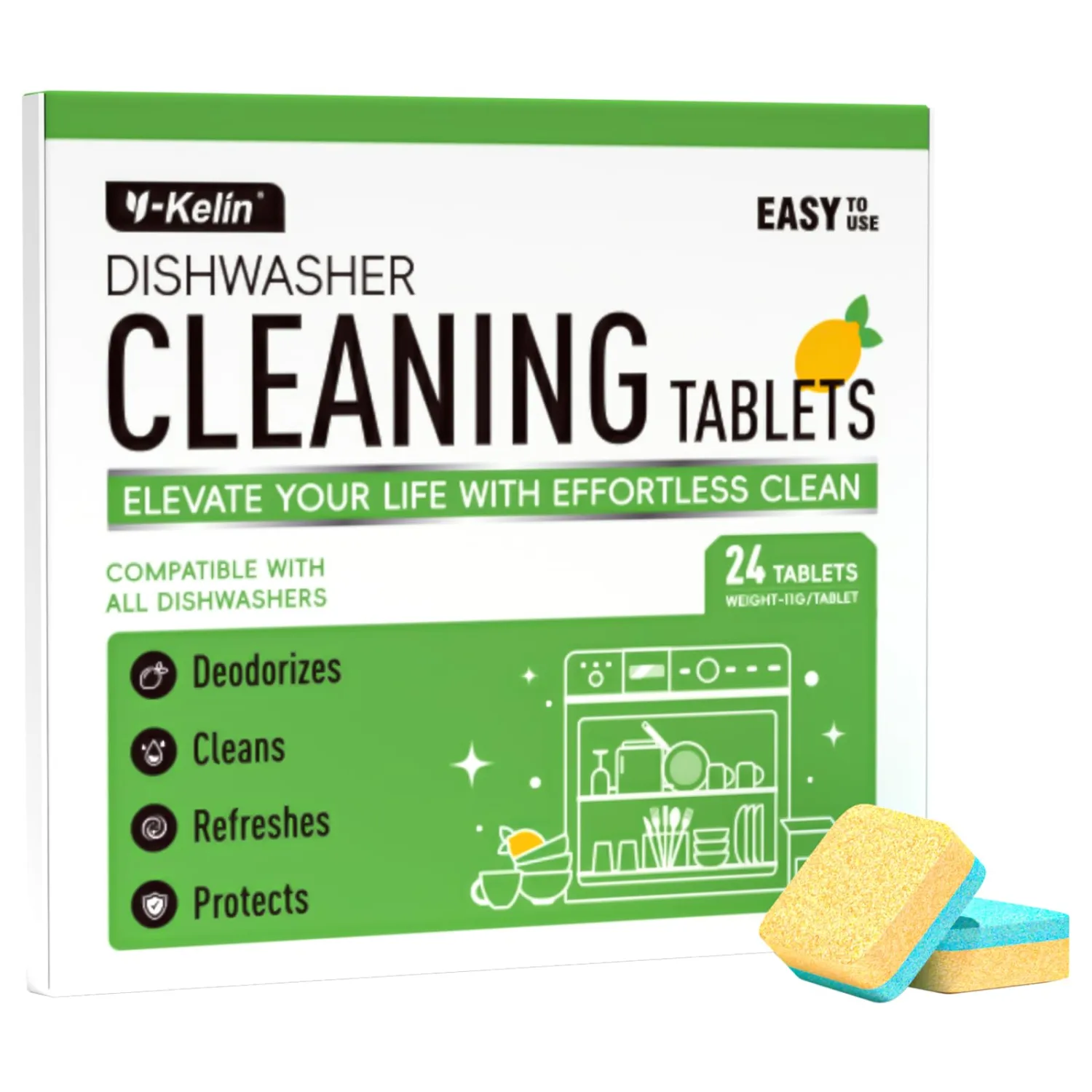 Dishwasher Cleaner tablets-24 Pack Deeply Removes Dirt With Odor Eliminating, Dishwasher Cleaner And Deodorizer Naturally Removes Scale Andblockage From Pipes