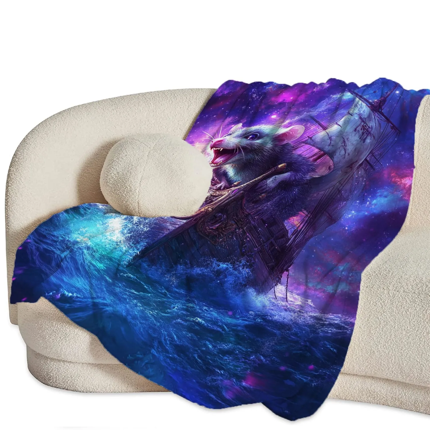 Funny Rat Blanket Decor Gifts for Animal Lover Flannel Fleece Fuzzy Mouse Nautical Throw Blanket Soft Warm Cozy Plush Ocean Blanket for Bed Couch Living Room Stuffed Decoration for Kids Adult 50"x40"