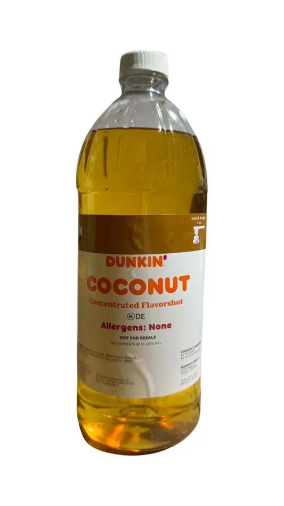 Dunkin Donuts Unsweetened Coconut Flavor Shot 30oz Bottle sauce-syrup No Pump with eRaiyan Sticker [No Pump Comes with this Item]