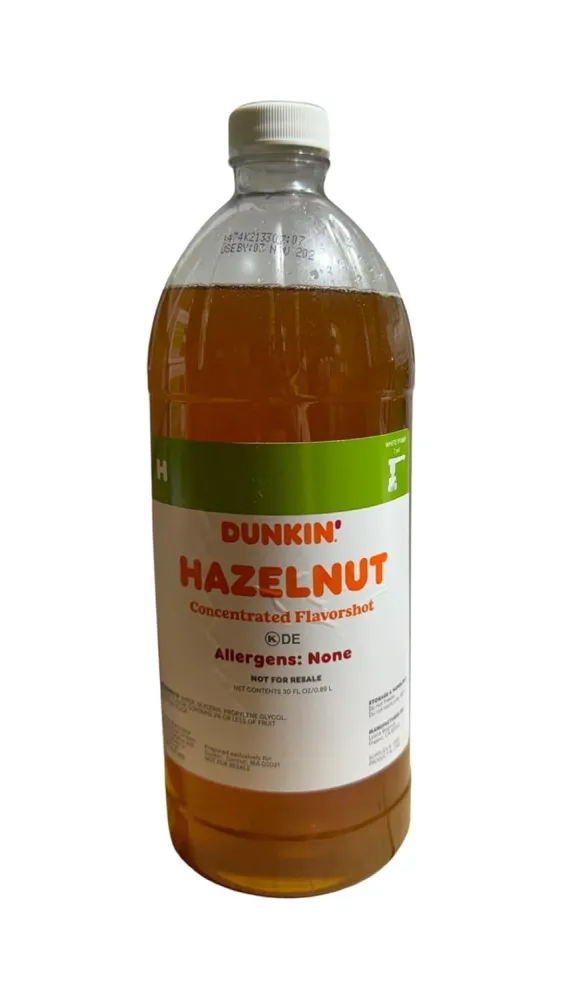 Dunkin Donuts Unsweetened Hazelnut Flavor Shot 30oz Bottle sauce-syrup No Pump with eRaiyan Sticker [No Pump Comes with this Item]