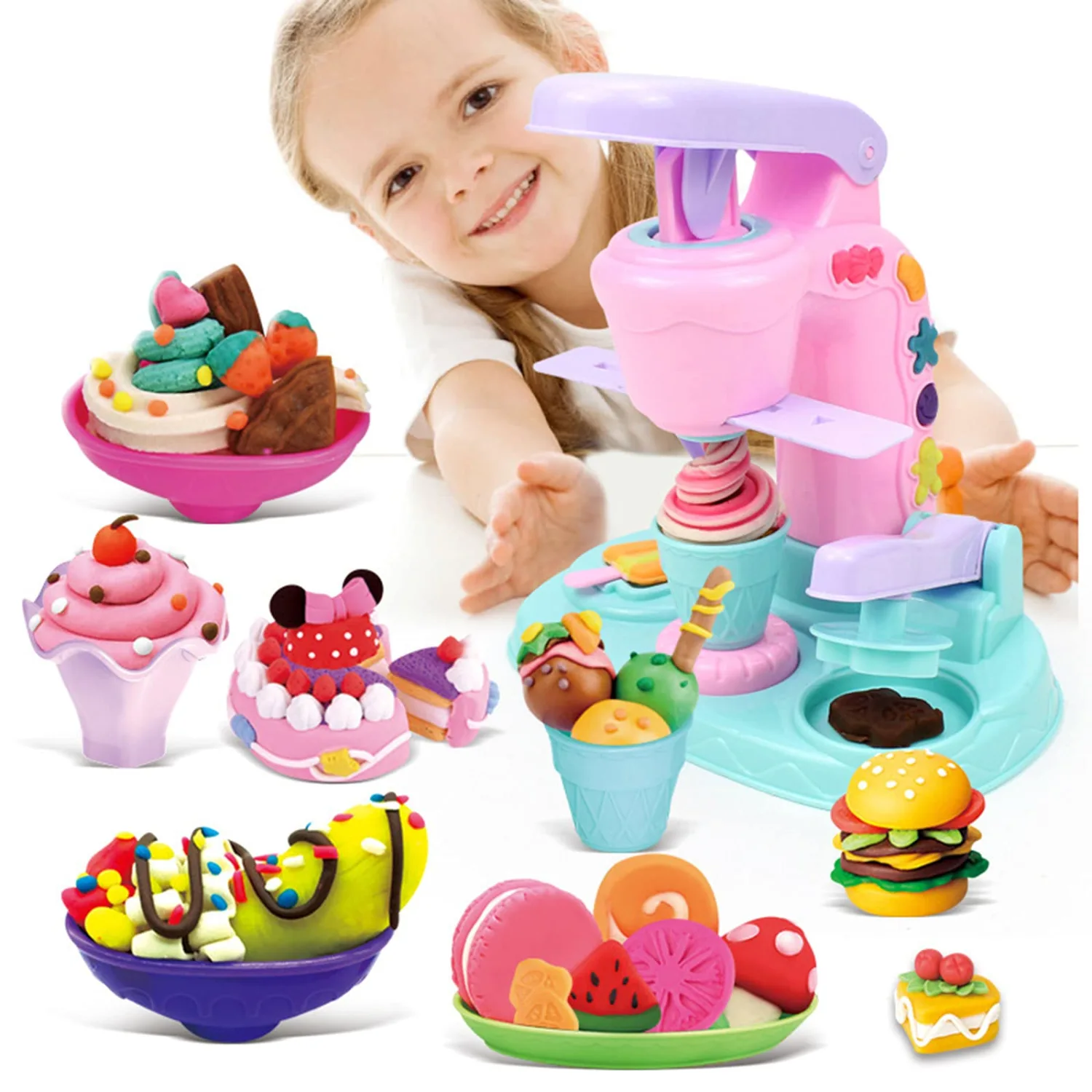 Color Dough for Kids Play Toys, Noetoy 26 PCS Ice Cream Maker Machine Color Dough Set with 12 Cans Dough for 3 4 5 6 7 8 Year Old Girls Boys Kids and Toddlers (Purple)