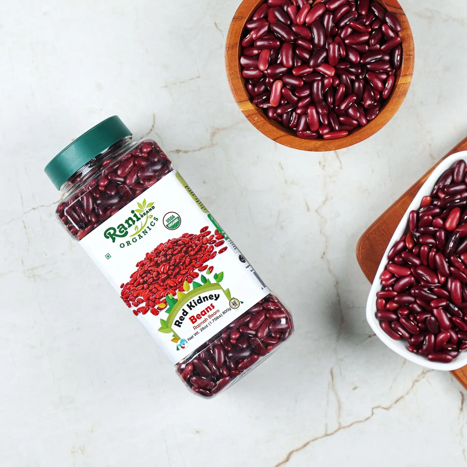 Rani Organic Red Kidney Beans (Rajmah Beans) Light 28oz (1.7lbs) 800g PET Jar ~ All Natural | Vegan | Gluten Friendly | NON-GMO | Indian Origin | USDA Certified Organic