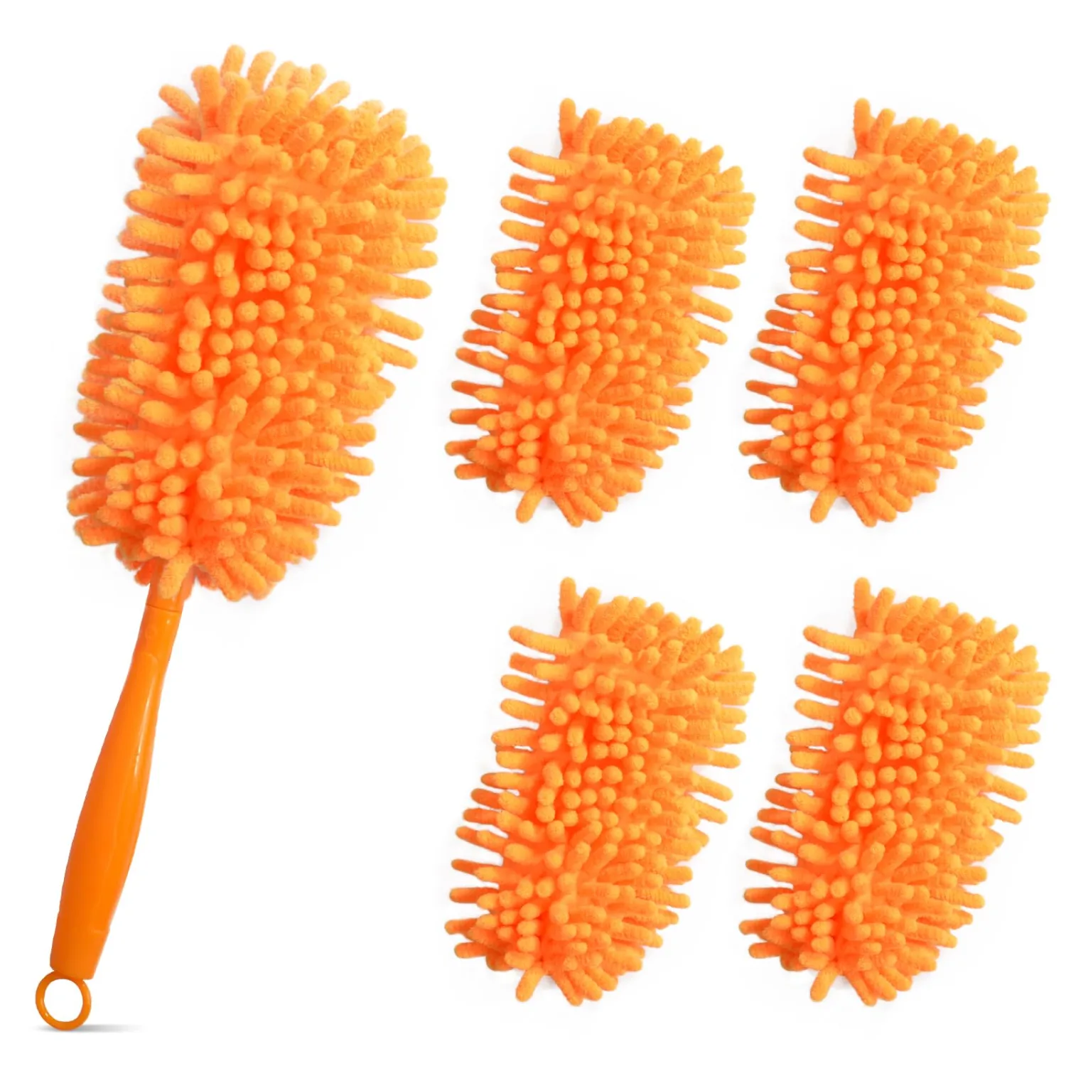 Reusable Duster Refill Compatible with Duster Handle, 360 Heavy Duty Dusters Refills, Microfiber Ceiling Fan Duster (4, Orange-Handle is Not Included)