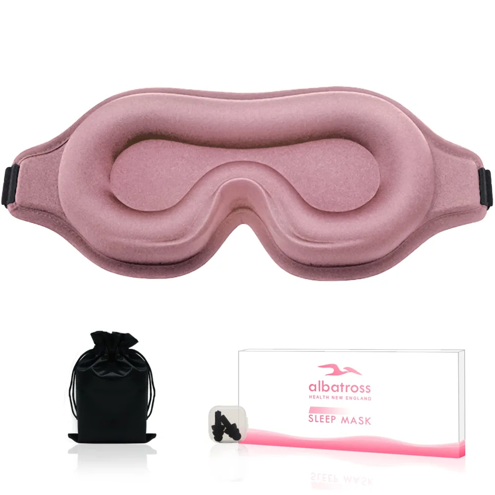 Sleep Eye Mask for Men Women, Lash Extensions 3D Sleeping Mask, Travel Blackout Night Blindfold Eye Shade Cover with Adjustable Strap (Pink-3D)