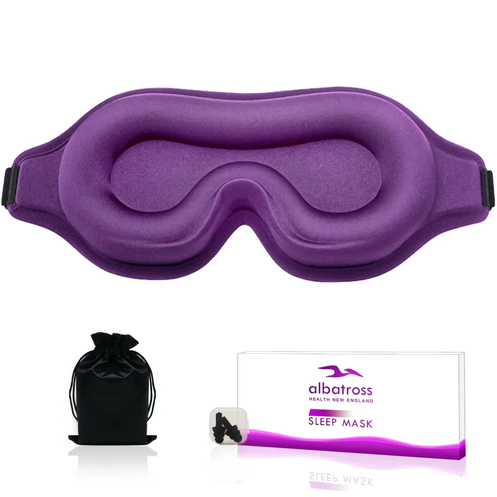 Sleep Eye Mask for Men Women, Lash Extensions 3D Sleeping Mask, Travel Blackout Night Blindfold Eye Shade Cover with Adjustable Strap (Purple-3D)