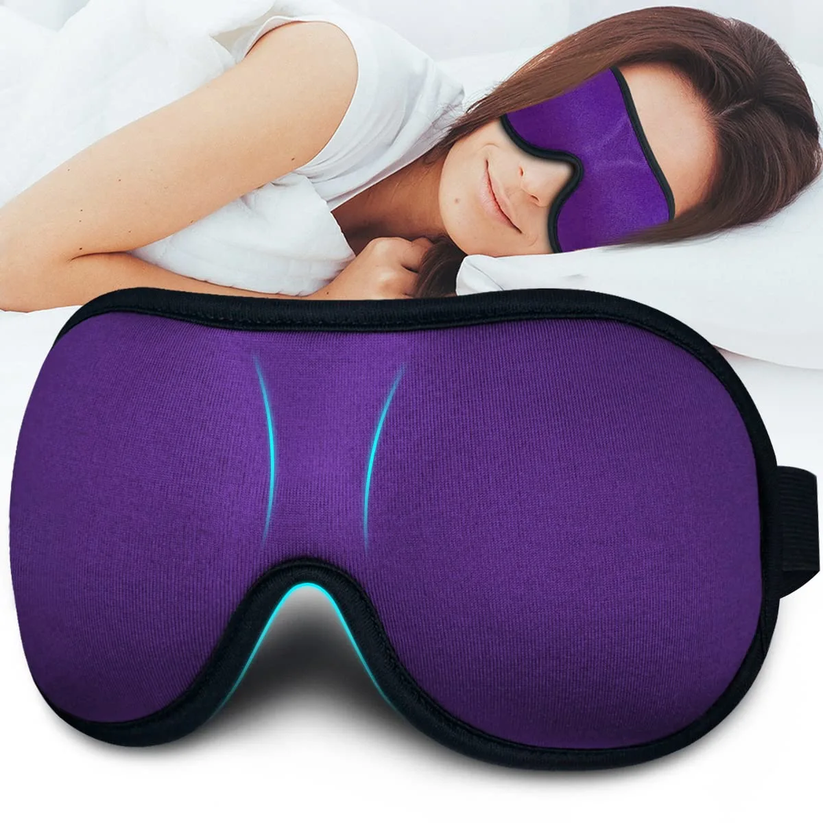 Sleep Mask forWomen Men, Ultrathin Light Blocking Sleeping Mask, No Pressure On Eyes 3D Contoured Blindfold, Soft Comfort Eye Shade Cover for Travel/Sleeping/Yoga/Shift Work.（Purple）