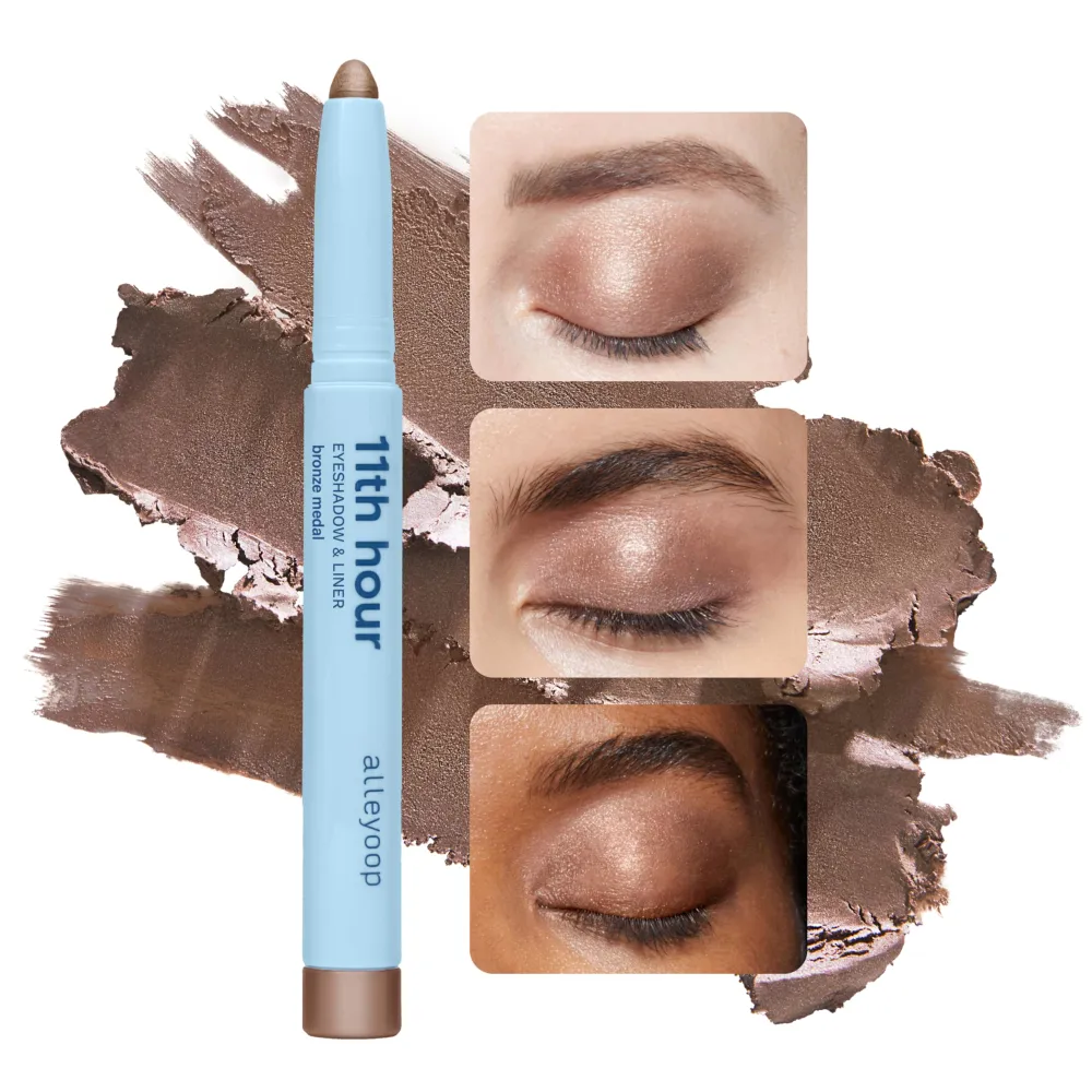 ALLEYOOP 11th Hour Cream Eye Shadow Sticks - Bronze Medal (Shimmer) - Award-winning Eyeshadow Stick - Smudge-Proof and Crease Proof for Over 11 Hours - Easy-To-Apply and Compact for Travel, 0.05 Oz