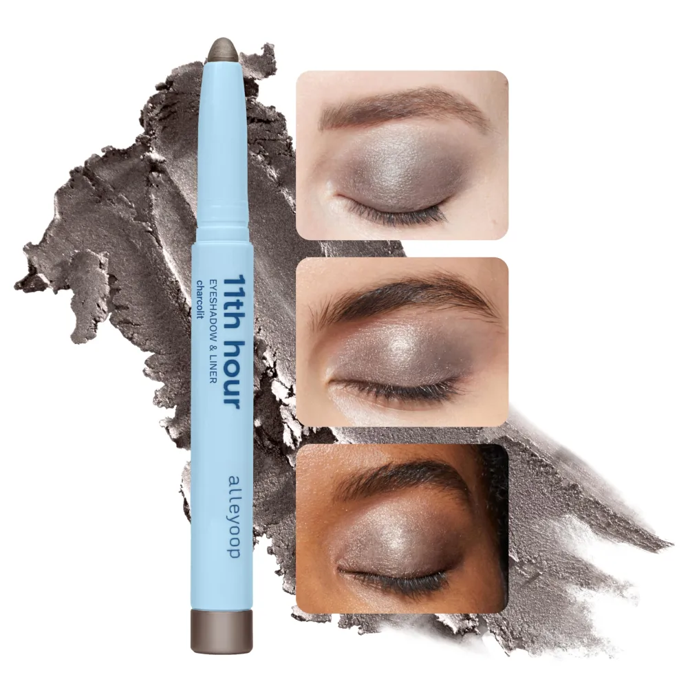 ALLEYOOP 11th Hour Cream Eye Shadow Sticks - Charcolit (Shimmer) - Award-winning Eyeshadow Stick - Smudge-Proof and Crease Proof for Over 11 Hours - Easy-To-Apply and Compact for Travel, 0.05 Oz