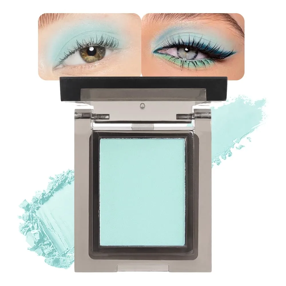 Single Nude Green Matte Eyeshadow,Bright High Pigment Intense Monochrome Eye Shadow,Apply Makeup Easily,Matte Pressed Powder Single Eyeshadow,24 Hour Eye Makeup Longwear Waterproof,Blendable