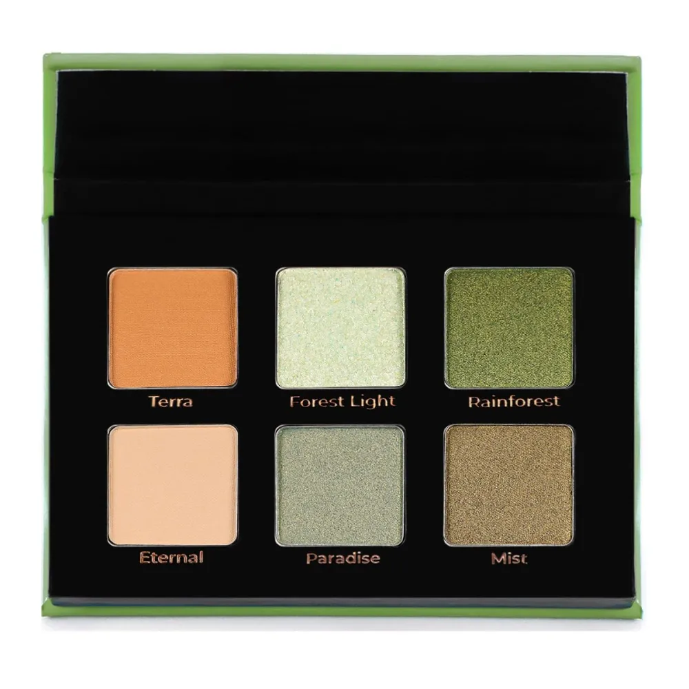 Forest Green Eyeshadow Palette | 2 base nude matte shades and 4 green metallic shimmers | High chroma | Waterproof | Wrinkle-resistant | Long-lasting eye makeup - blendable(Green)