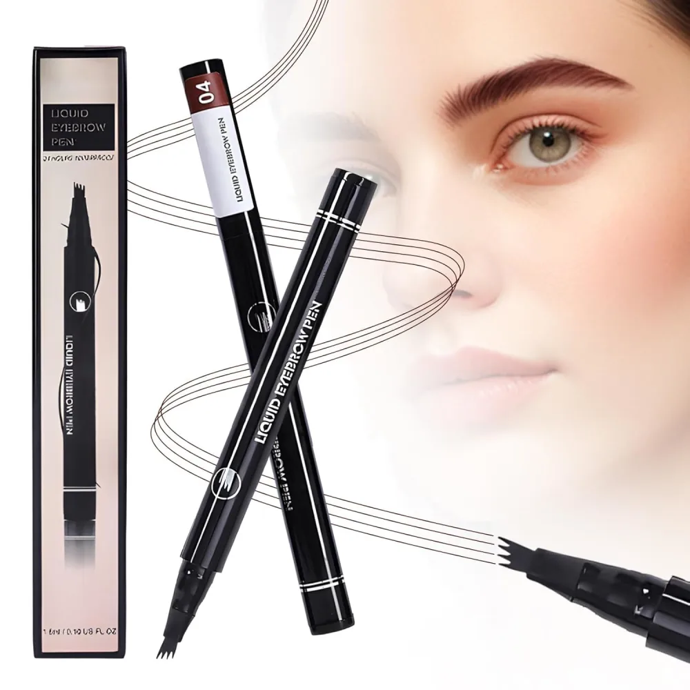 Microblading Eyebrow Pencil, 2025 New Magic Eyebrow Tattoo Pencil 4 Fork Tip, Natural Long-Lasting Smudge-proof Fine Stroke eyebrow microblading Pen for Women (Red Brown)