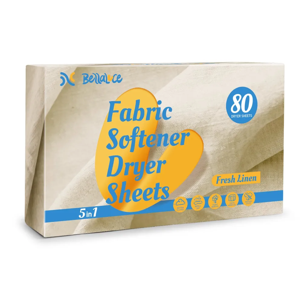 Dryer Sheets Fabric Softener-Laundry Fabric Softener Sheets with Wrinkle Fighters & Static Control- Long Lasting Fresh Line Lint Removal-80 Count