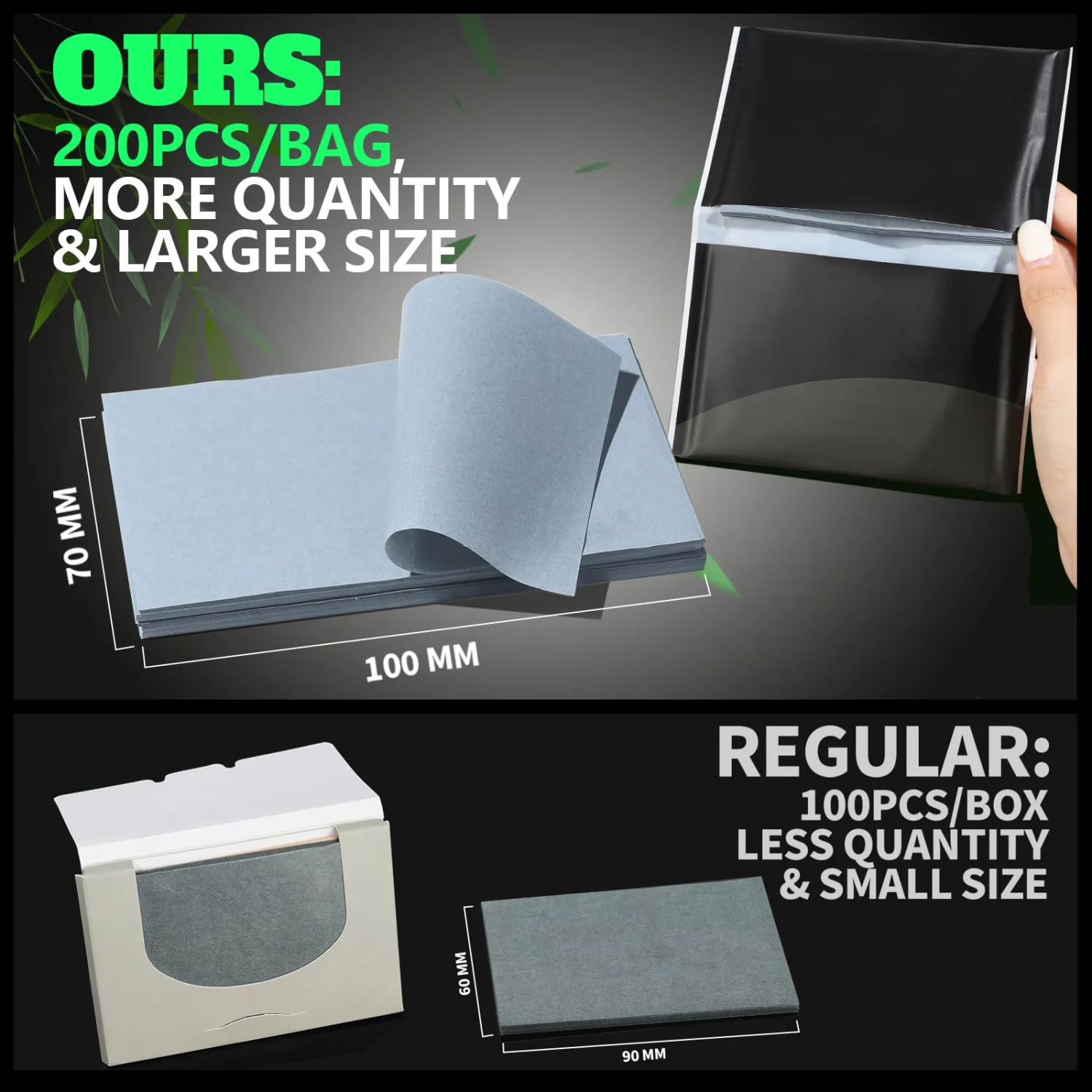 800PCS Blotting Paper for Oily Skin, Natural Bamboo Charcoal Blotting Paper, 100 * 70MM Large Oil Blotting Sheets for Face