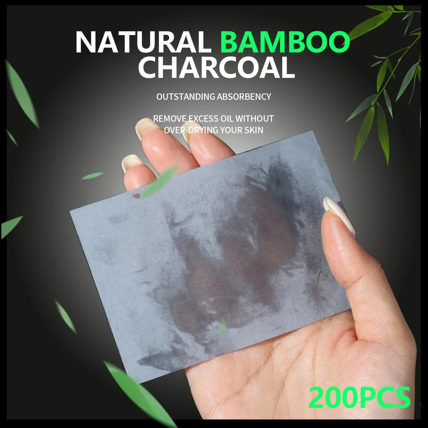 800PCS Blotting Paper for Oily Skin, Natural Bamboo Charcoal Blotting Paper, 100 * 70MM Large Oil Blotting Sheets for Face