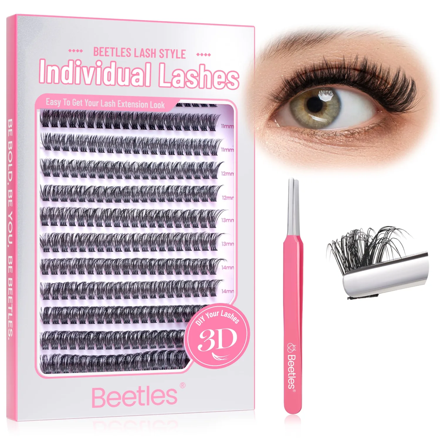 Beetles Fluffy Lash Clusters Volume 80D Eyelash Clusters 280pcs Individual Lashes 9-18mm Cluster Eyelash Extensions C Curl False Eyelashes DIY Cluster Lashes (C023, 80D, 9-18mm)
