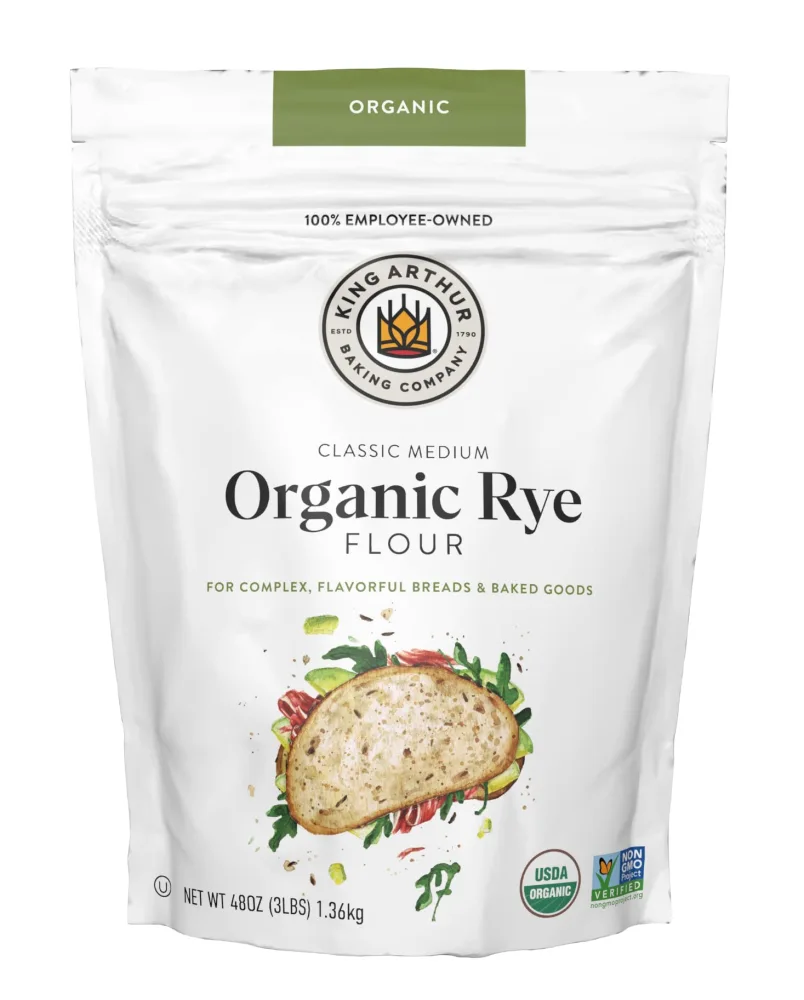 King Arthur, Classic Medium Organic Rye Flour, For Complex, Flavorful Breads & Baked Goods, 100% Organic, Non-GMO Project Verified, 3 Pounds, Pack of 4