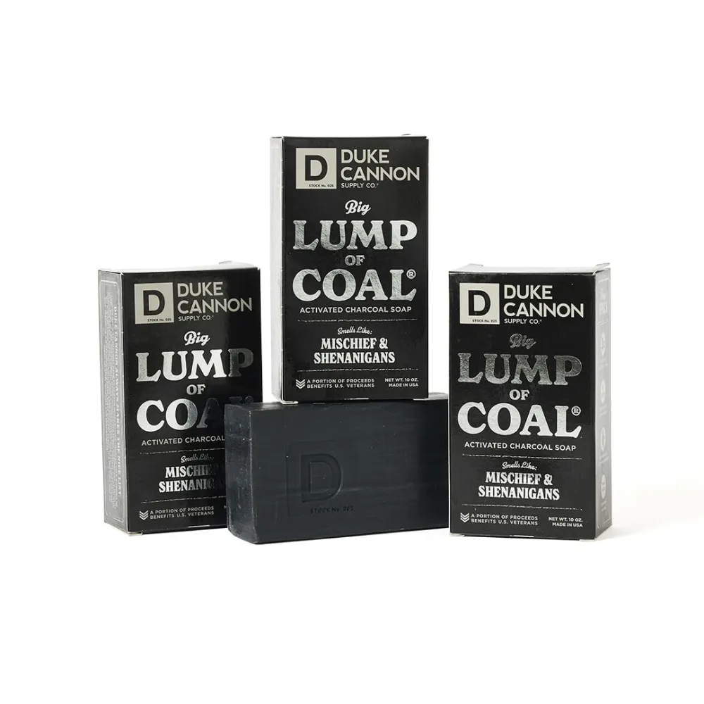 Duke Cannon Supply Co. Big Lump of Coal Soap Bar for Men Holiday Edition (Bergamot & Black Pepper Scent) Extra Large, Paraben-free, All Skin Types, 10 oz. (3 Pack)