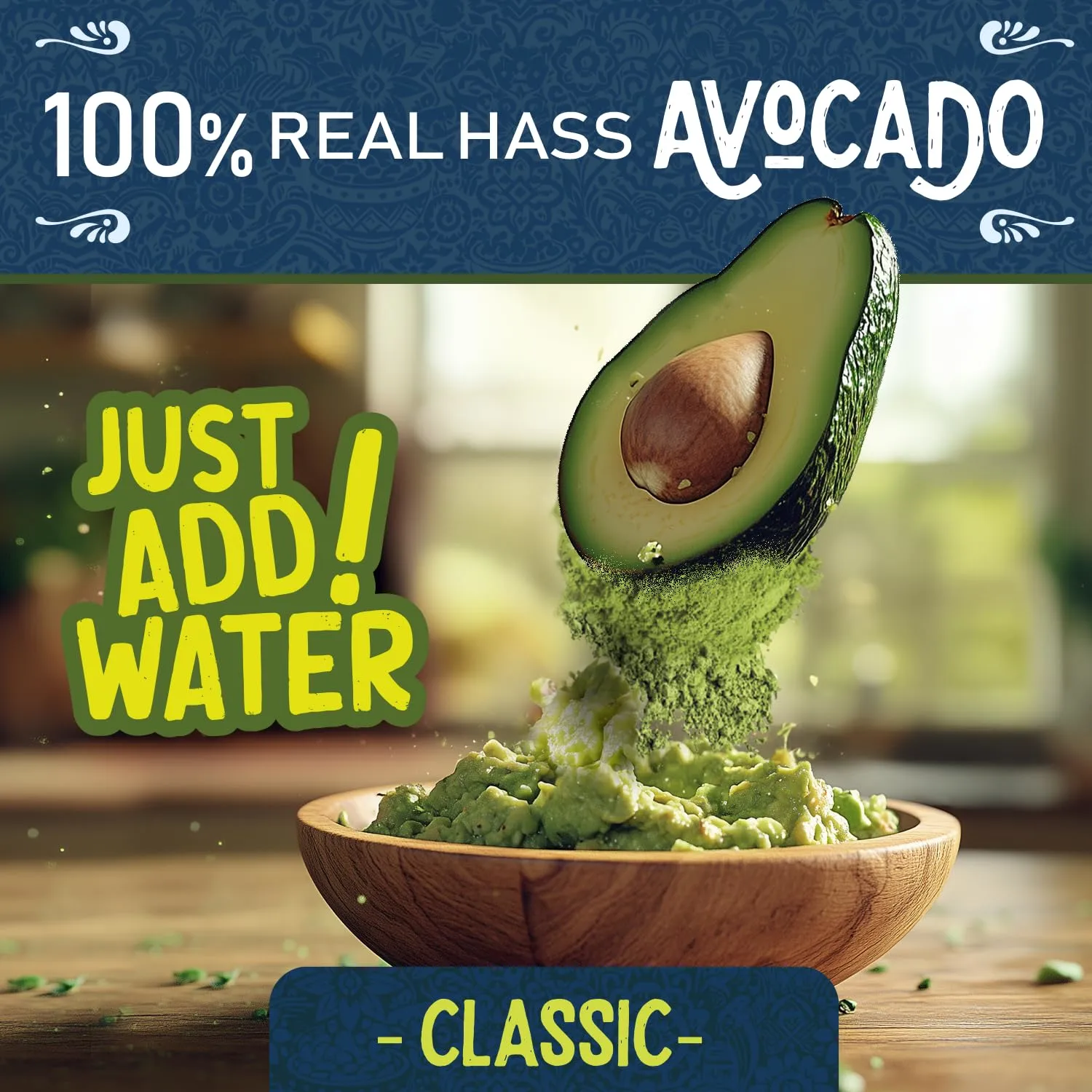WAKS & SNACKS Freeze Dried Guacamole Classic |100% Fresh Hass Avocados, Perfect for Tortilla Chips | Energizes Camping & Hiking Meals | Vegan, Gluten-Free Guac Dip for Snacks | 2 Avocados | 2 oz, 1-Pack