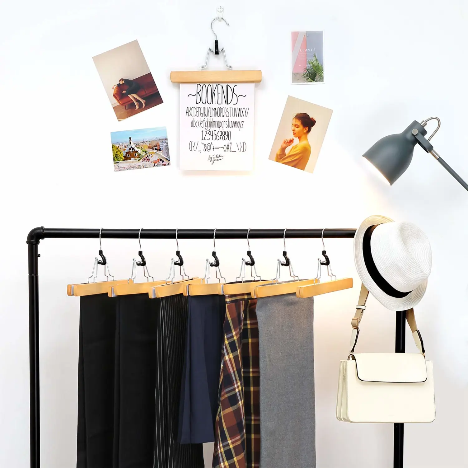 SONGMICS 12 Pack Wooden Pants Hangers, Premium Solid Wood with Non-Slip Felt, Hold Pants Tightly, Smooth Finish Wood Skirt Hangers, with 360° Swivel Hook, Natural UCRW007-12