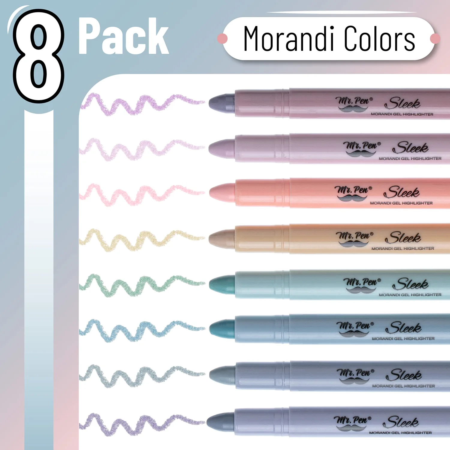 Mr. Pen- Gel Highlighters, 8 Pack, Morandi Colors, No Bleed Bible Markers