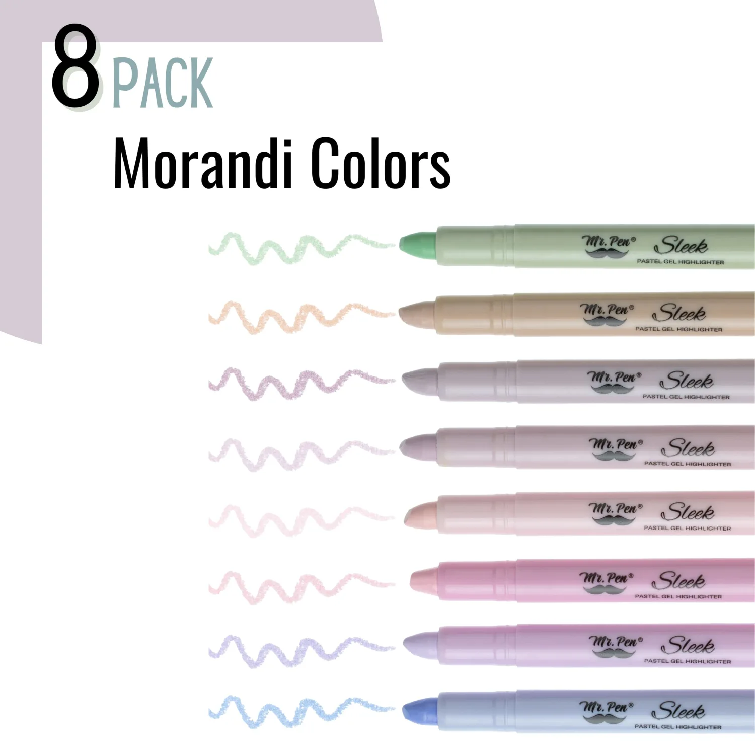 Mr. Pen- Gel highlighter, 8 Pack, Morandi Colors, Bible Highlighters Quick Dry, No Bleed, Assorted Pastel Colors, Bible Markers