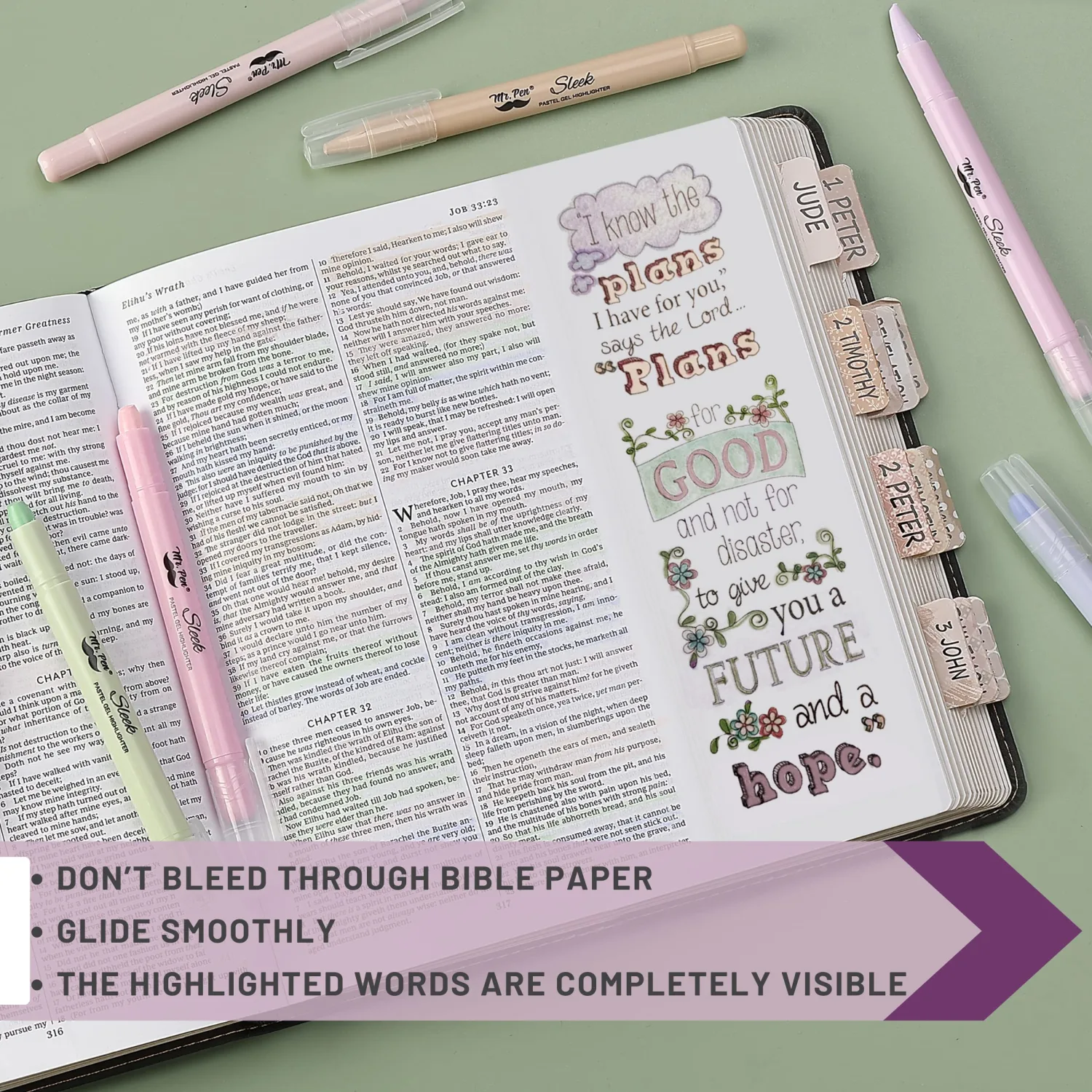 Mr. Pen- Gel highlighter, 8 Pack, Morandi Colors, Bible Highlighters Quick Dry, No Bleed, Assorted Pastel Colors, Bible Markers