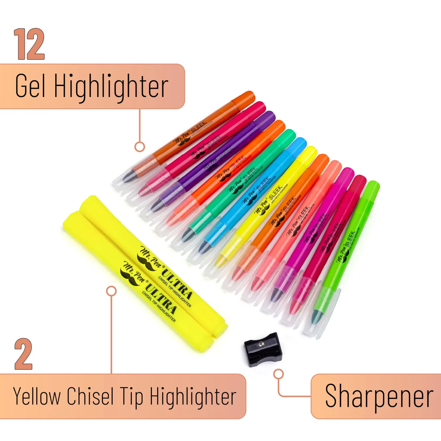 Mr. Pen- No Bleed Gel Highlighters, Colorful, 12 Pack, Bible Highlighters and Pens No Bleed, Bible Markers for Study, Journaling, School Supplies and Accessories